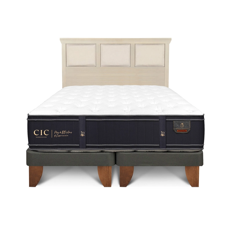 JUEGO DE DORMITORIO CIC CAMA EUROPEA GRAND PREMIUM KING + RESPALDO TORINO ALPINO