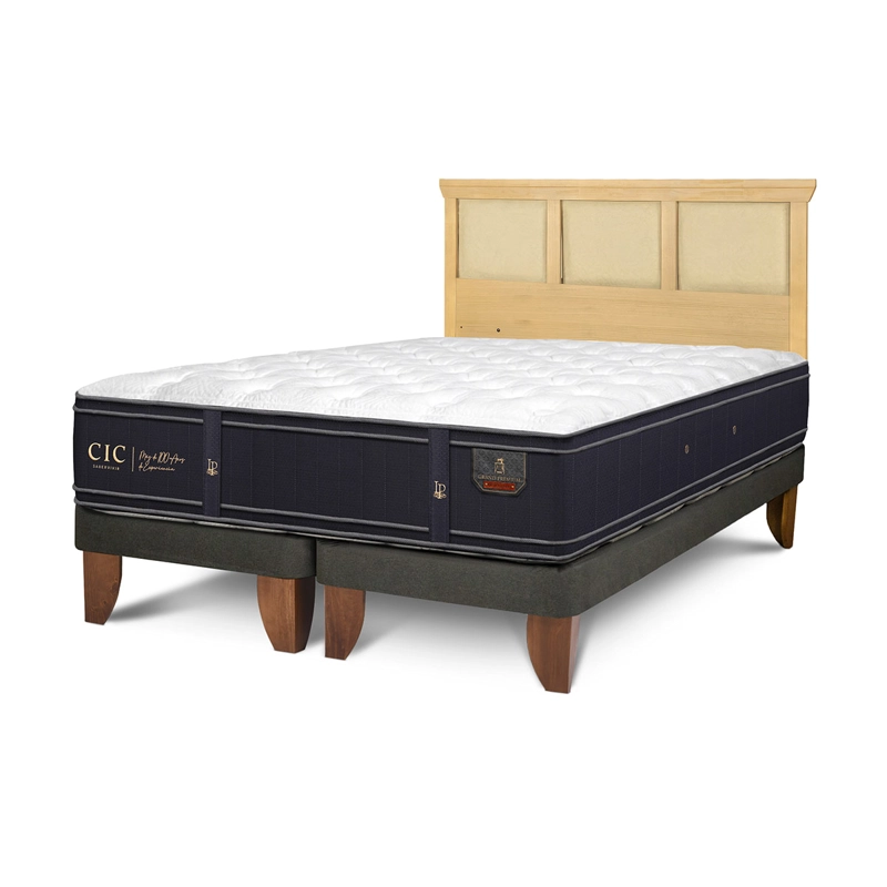 JUEGO DE DORMITORIO CIC CAMA EUROPEA GRAND PREMIUM KING + RESPALDO TORINO MOSTAZA - 2