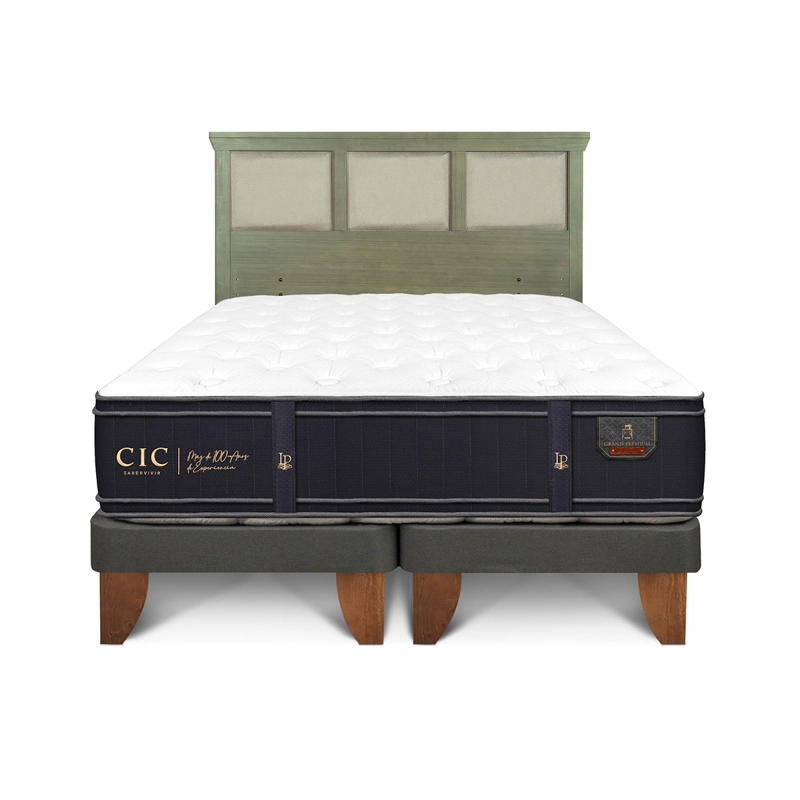 JUEGO DE DORMITORIO CIC CAMA EUROPEA GRAND PREMIUM KING + RESPALDO TORINO OLIVO