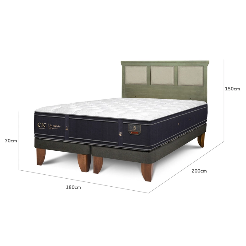 JUEGO DE DORMITORIO CIC CAMA EUROPEA GRAND PREMIUM KING + RESPALDO TORINO OLIVO - 3