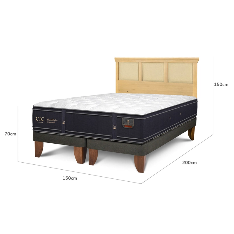 JUEGO DE DORMITORIO CIC CAMA EUROPEA GRAND PREMIUM BD 2 PLAZAS + RESPALDO TORINO MOSTAZA - 3