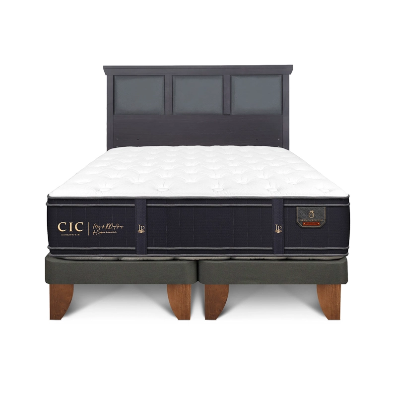 JUEGO DE DORMITORIO CIC CAMA EUROPEA GRAND PREMIUM KING + RESPALDO TORINO NEGRO