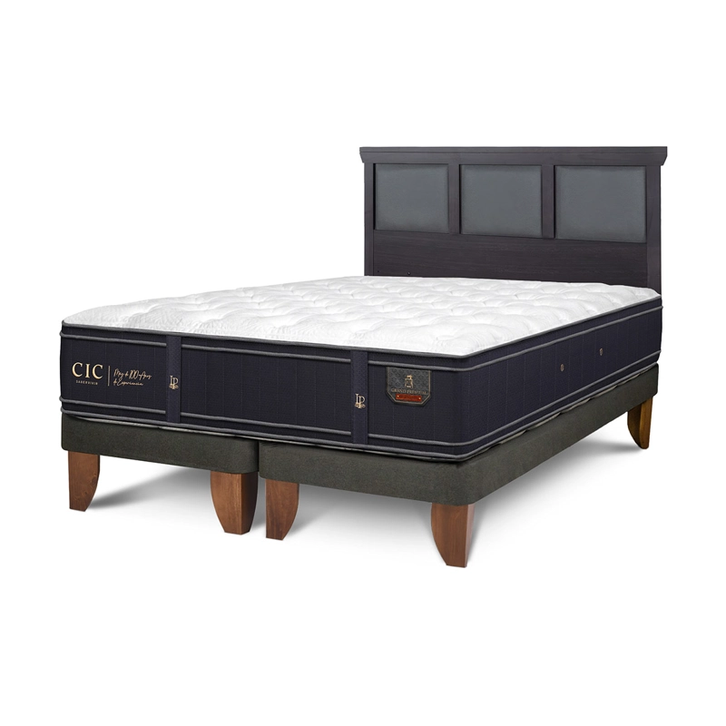 JUEGO DE DORMITORIO CIC CAMA EUROPEA GRAND PREMIUM KING + RESPALDO TORINO NEGRO - 2
