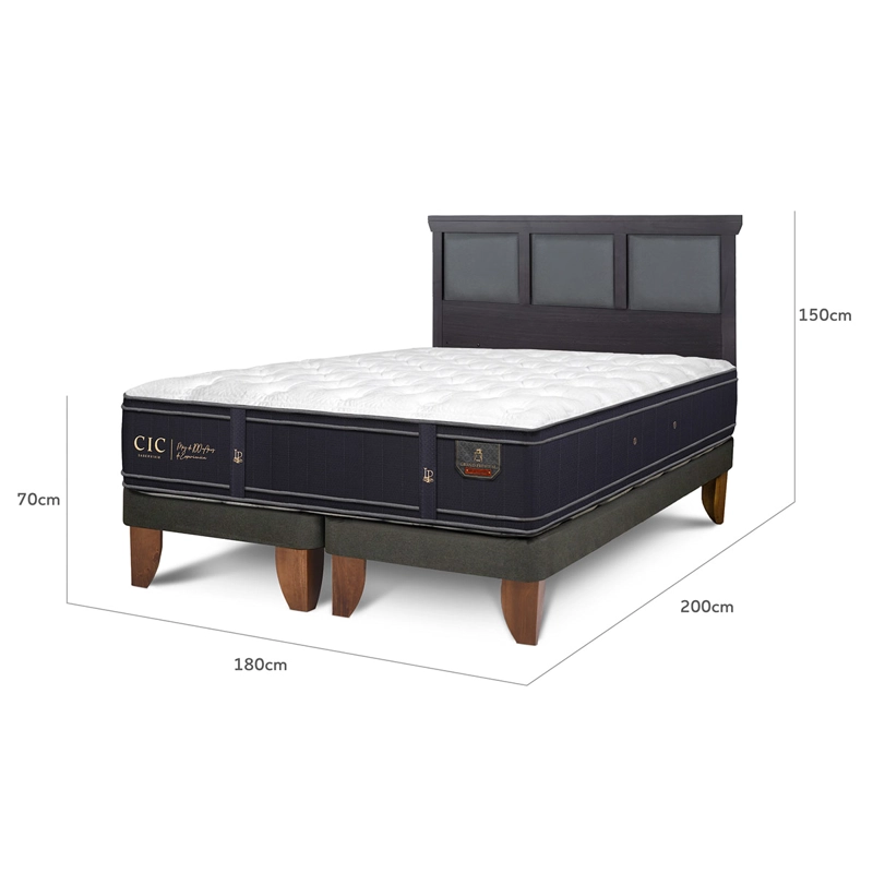 JUEGO DE DORMITORIO CIC CAMA EUROPEA GRAND PREMIUM KING + RESPALDO TORINO NEGRO - 3