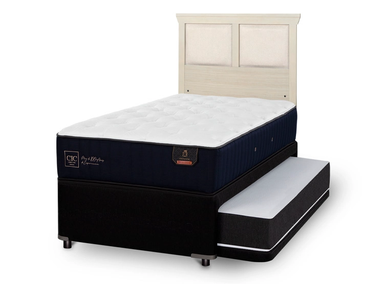 JUEGO DE DORMITORIO CIC CAMA DIVAN PREMIUM 1.5 PLAZAS NEGRO + RESPALDO TORINO ALPINO - 2