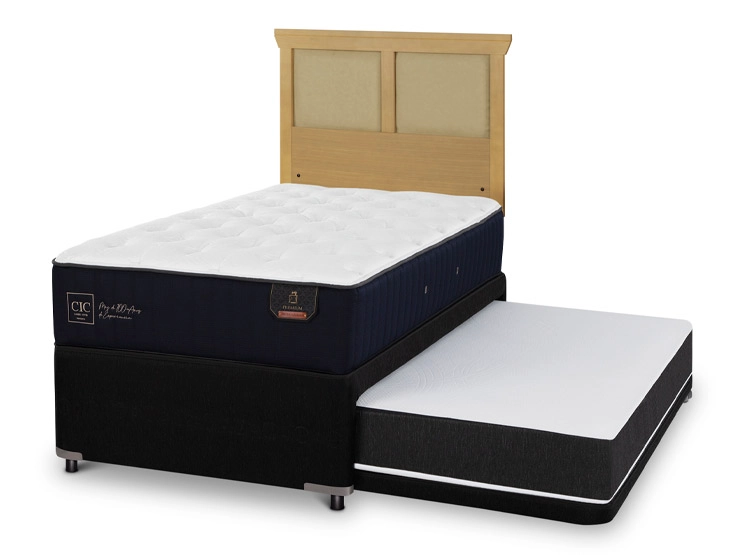 JUEGO DE DORMITORIO CIC CAMA DIVAN PREMIUM 1.5 PLAZAS NEGRO + RESPALDO TORINO MOSTAZA - 2