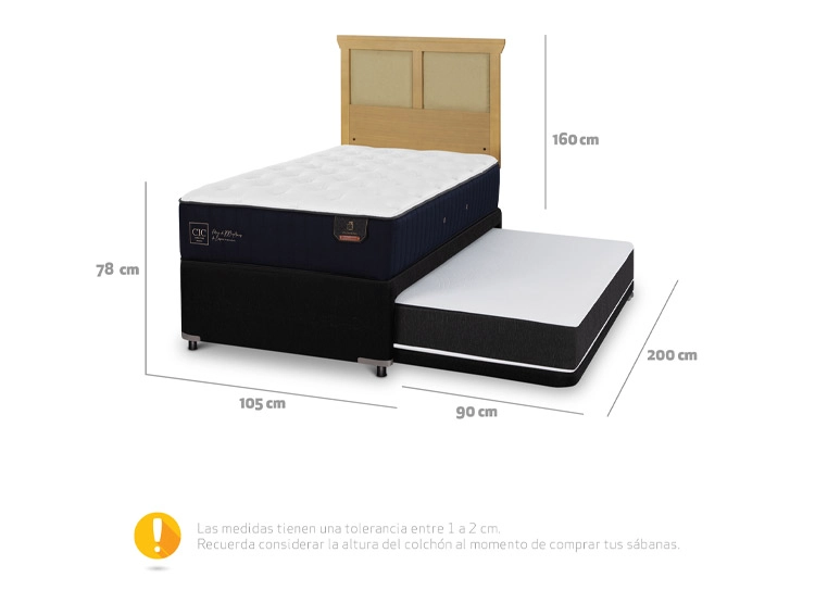 JUEGO DE DORMITORIO CIC CAMA DIVAN PREMIUM 1.5 PLAZAS NEGRO + RESPALDO TORINO MOSTAZA - 3