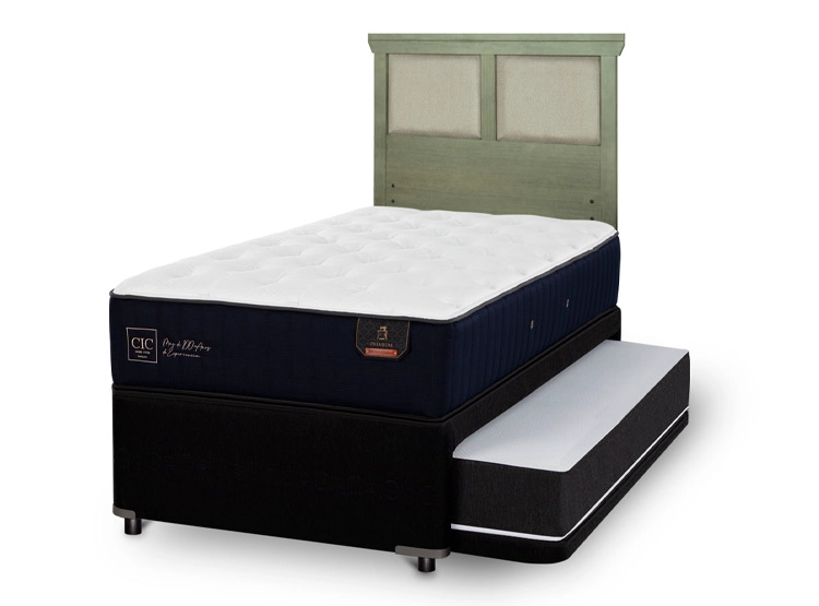 JUEGO DE DORMITORIO CIC CAMA DIVAN PREMIUM 1.5 PLAZAS NEGRO + RESPALDO TORINO OLIVO - 2
