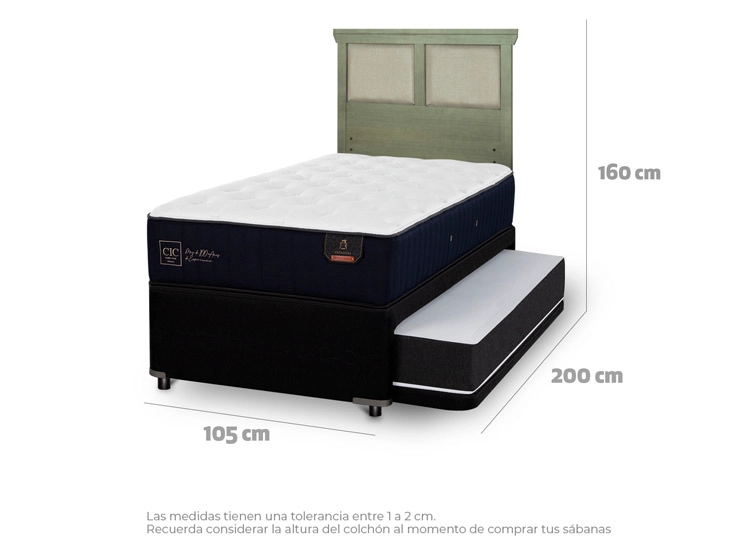 JUEGO DE DORMITORIO CIC CAMA DIVAN PREMIUM 1.5 PLAZAS NEGRO + RESPALDO TORINO OLIVO - 3