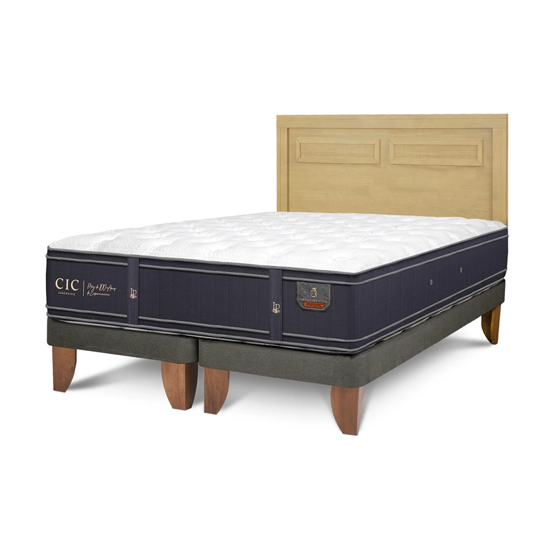 JUEGO DE DORMITORIO CIC CAMA EUROPEA GRAND PREMIUM BD 2 PLAZAS + RESPALDO MILAN MOSTAZA - 2