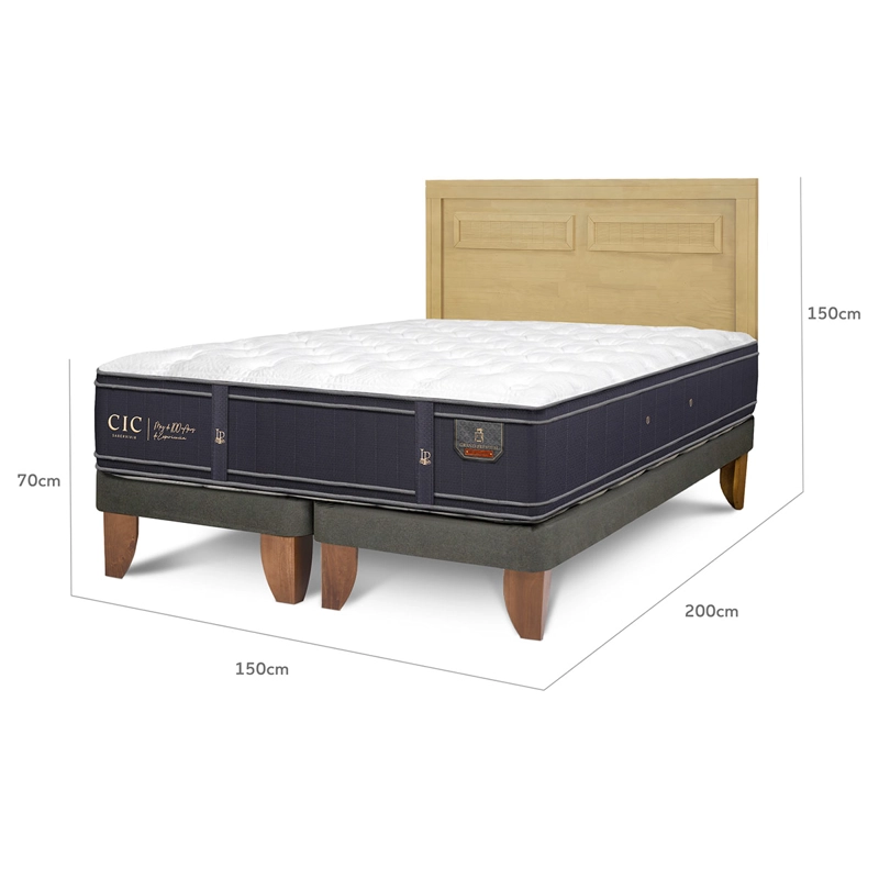 JUEGO DE DORMITORIO CIC CAMA EUROPEA GRAND PREMIUM BD 2 PLAZAS + RESPALDO MILAN MOSTAZA - 3