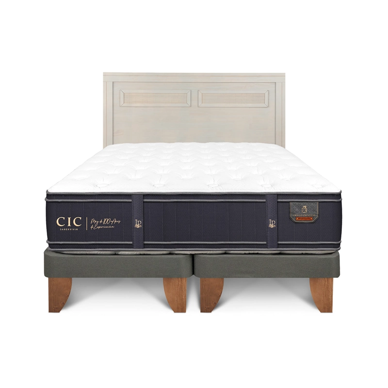 JUEGO DE DORMITORIO CIC CAMA EUROPEA GRAND PREMIUM KING + RESPALDO MILAN ALPINO