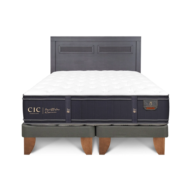 JUEGO DE DORMITORIO CIC CAMA EUROPEA GRAND PREMIUM KING + RESPALDO MILAN NEGRO