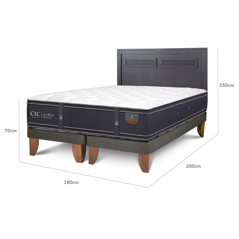 JUEGO DE DORMITORIO CIC CAMA EUROPEA GRAND PREMIUM KING + RESPALDO MILAN NEGRO - 3