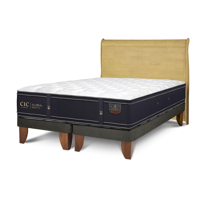 JUEGO DE DORMITORIO CIC CAMA EUROPEA GRAND PREMIUM BD 2 PLAZAS + RESPALDO MIRO MOSTAZA - 2