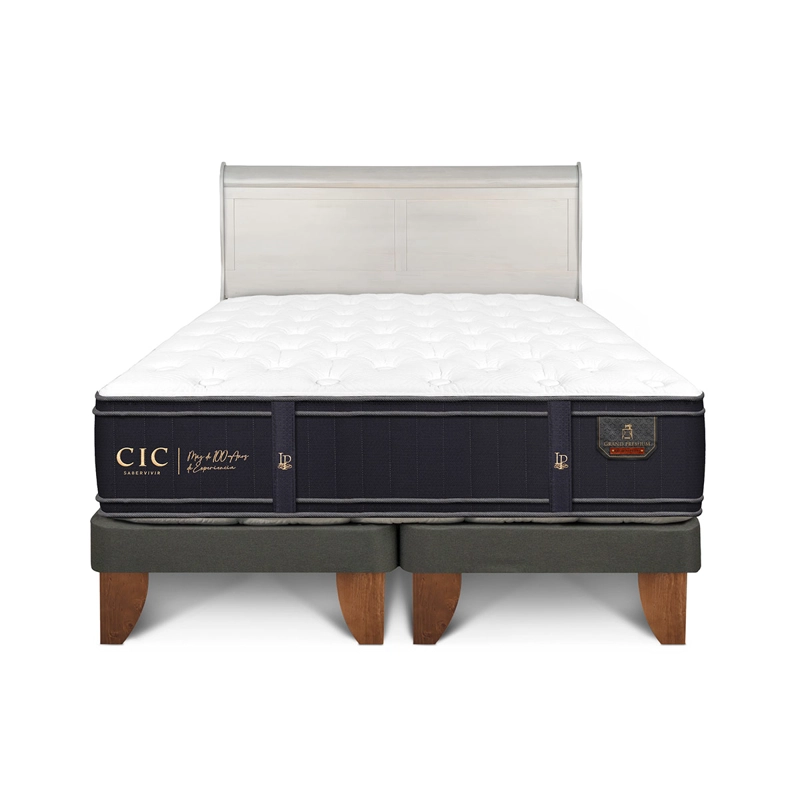 JUEGO DE DORMITORIO CIC CAMA EUROPEA GRAND PREMIUM KING + RESPALDO MIRO ALPINO