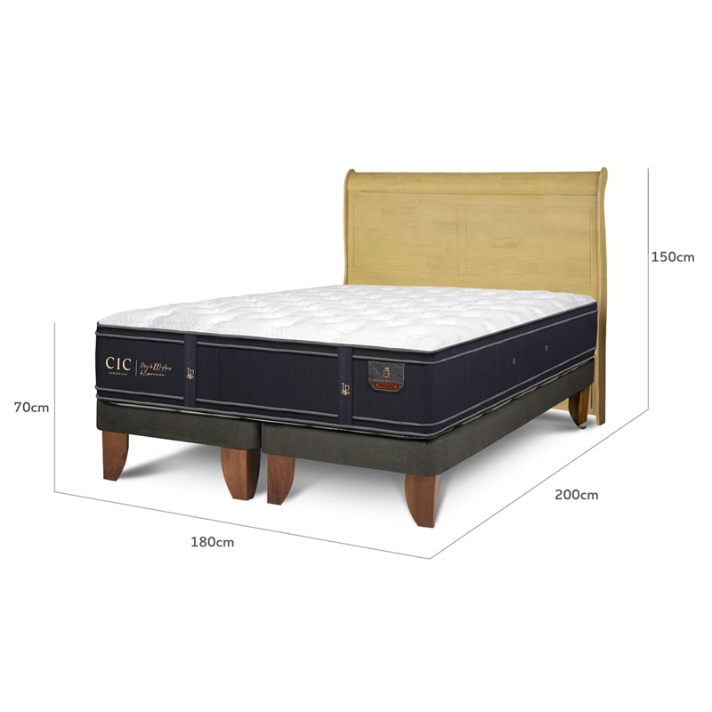 JUEGO DE DORMITORIO CIC CAMA EUROPEA GRAND PREMIUM KING + RESPALDO MIRO MOSTAZA - 3