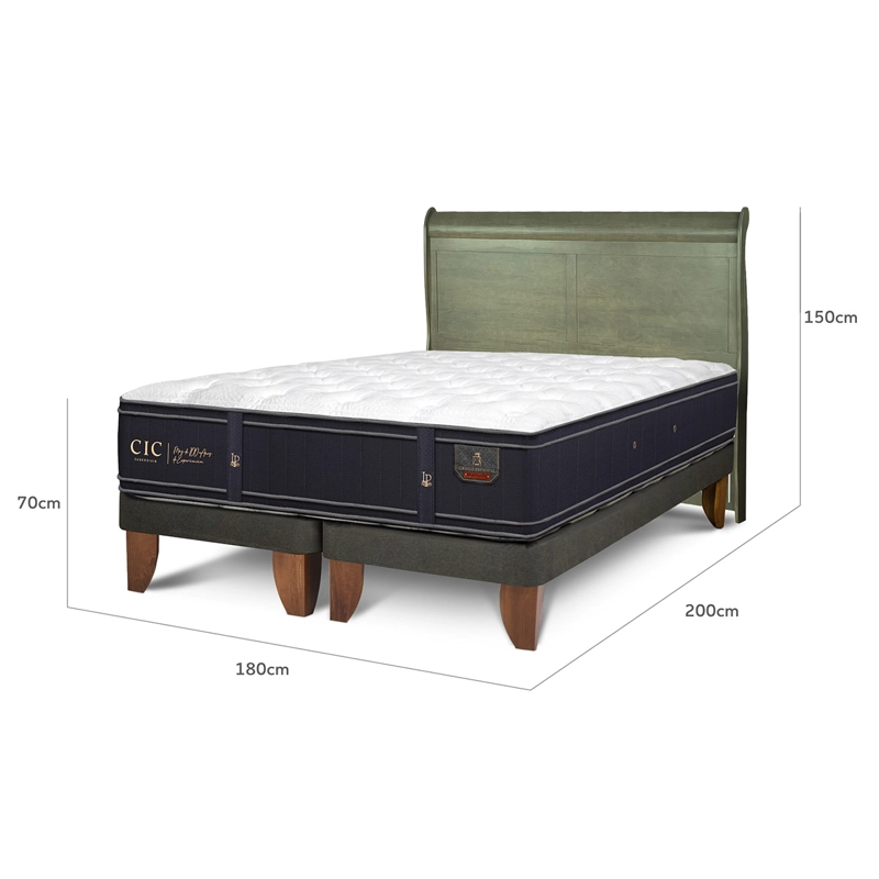 JUEGO DE DORMITORIO CIC CAMA EUROPEA GRAND PREMIUM KING + RESPALDO MIRO OLIVO - 3
