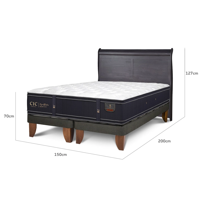 JUEGO DE DORMITORIO CIC CAMA EUROPEA GRAND PREMIUM BD 2 PLAZAS + RESPALDO MIRO NEGRO - 3