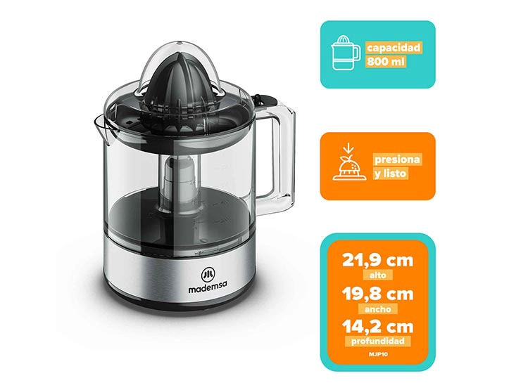 EXTRACTOR DE JUGO MADEMSA MJP10 40 W EXPRIMIDOR CÍTRICOS 0.8 L - 7