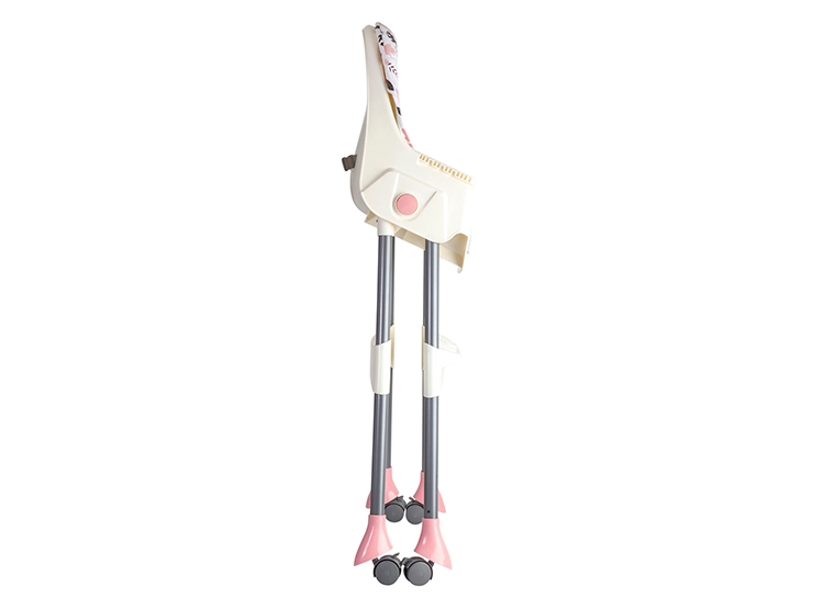 SILLA DE COMER BEBE STEPS PLEGABLE CON RUEDAS ROSADA - 4
