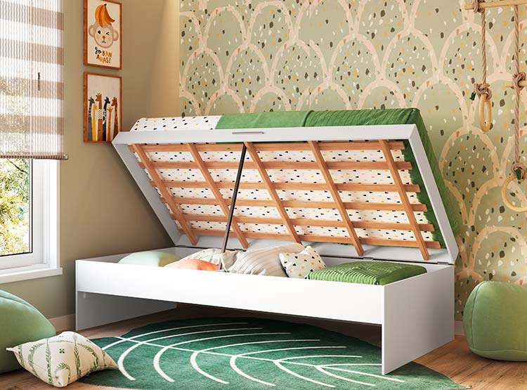 CAMA KIDSCOOL ISRAEL BAÚL BLANCA 1 PLAZA BLANCO - 6