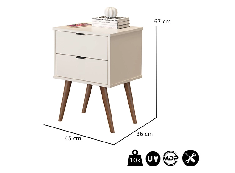 VELADOR BE DESIGN LUXOR 2 CAJONES PERLA GRIS CLARO - 3