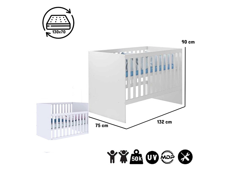 CUNA BLANCA GABI BARANDA AJUSTABLE - 5