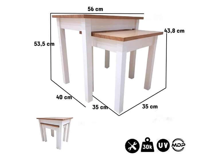SET 2 MESAS DE CENTRO BE DESIGN LUSLOW BLANCO 56 X 40 CM - 5