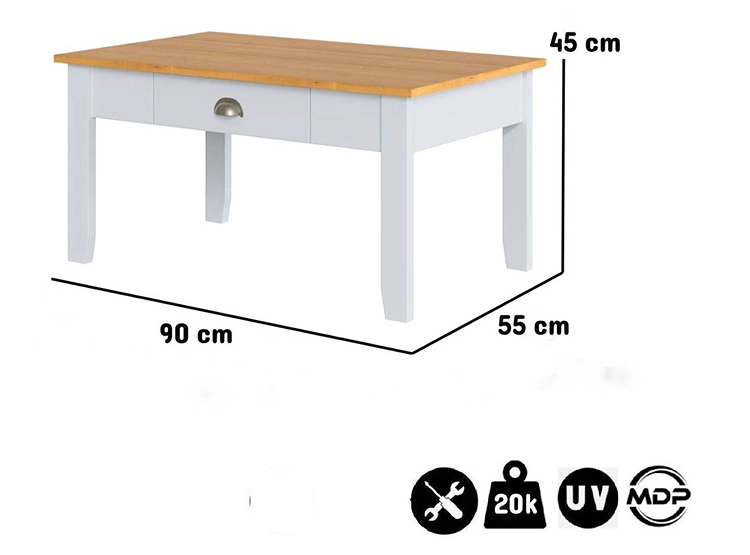 MESA DE CENTRO BE DESIGN LUDLOW BLANCO 90 X 55 CM - 4