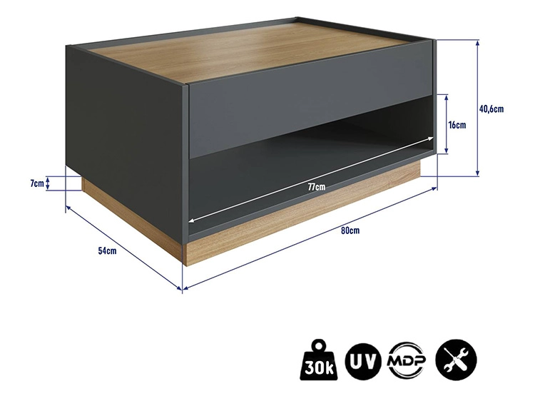 MESA DE CENTRO BE DESIGN BARI 80 X 54 CM - 4