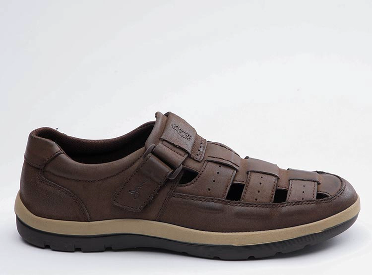 SANDALIAS CUERO HOMBRE JARMAN CAFE HKD1210 - 1