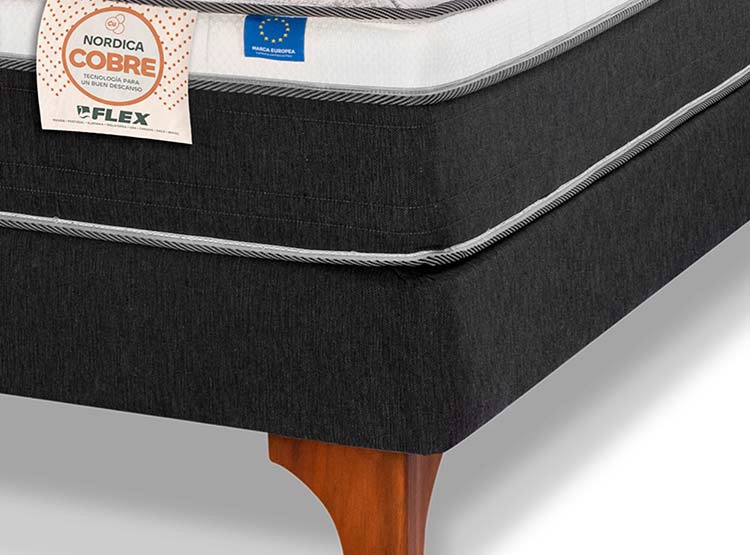JUEGO DE DORMITORIO FLEX CAMA EUROPEA NÓRDICA COBRE 2 PLAZAS GRIS + RESPALDO DESIGN GRAFITO - 3
