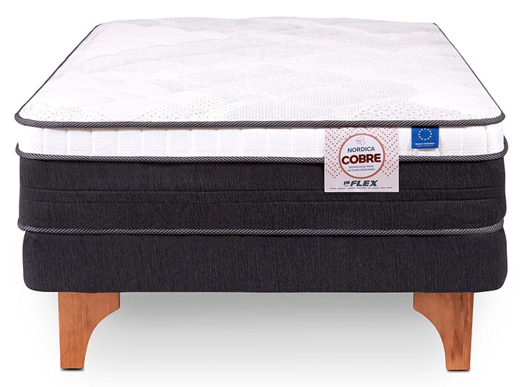 CAMA EUROPEA FLEX NÓRDICA COBRE 1.5 PLAZAS GRIS - 1