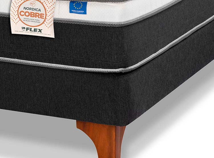 CAMA EUROPEA FLEX NÓRDICA COBRE 1.5 PLAZAS GRIS - 3