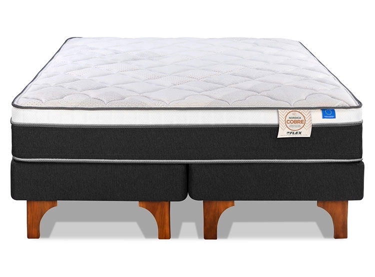 CAMA EUROPEA FLEX NÓRDICA COBRE 2 PLAZAS GRIS - 1
