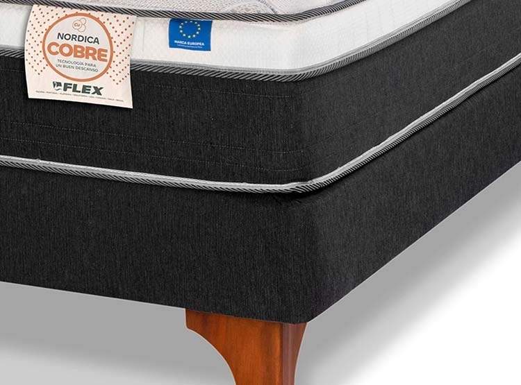 CAMA EUROPEA FLEX NÓRDICA COBRE 2 PLAZAS GRIS - 3