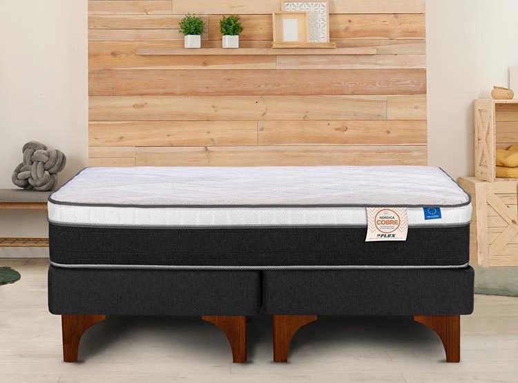 CAMA EUROPEA FLEX NÓRDICA COBRE 2 PLAZAS GRIS - 5