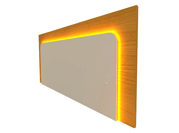 SET DE MUEBLES DECOCASA RESPALDO INNOVA LED NATURAL OFF WHITE 2 PLAZAS CAFÉ CLARO + VELADORES - 3