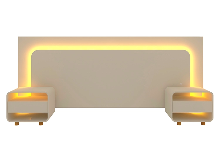 SET DE MUEBLES DECOCASA RESPALDO INNOVA LED OFF WHITE 2 PLAZAS BLANCO + VELADORES - 1
