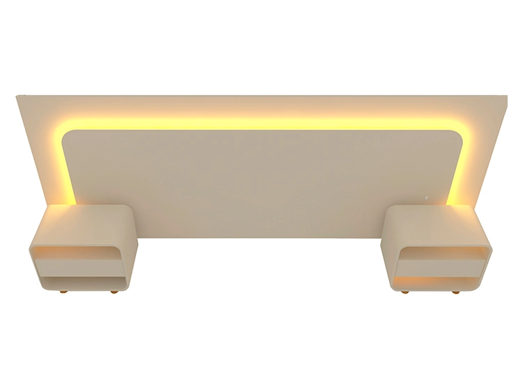 SET DE MUEBLES DECOCASA RESPALDO INNOVA LED OFF WHITE 2 PLAZAS BLANCO + VELADORES - 2