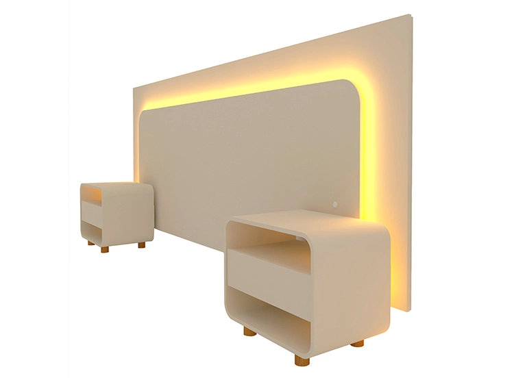 SET DE MUEBLES DECOCASA RESPALDO INNOVA LED OFF WHITE 2 PLAZAS BLANCO + VELADORES - 3