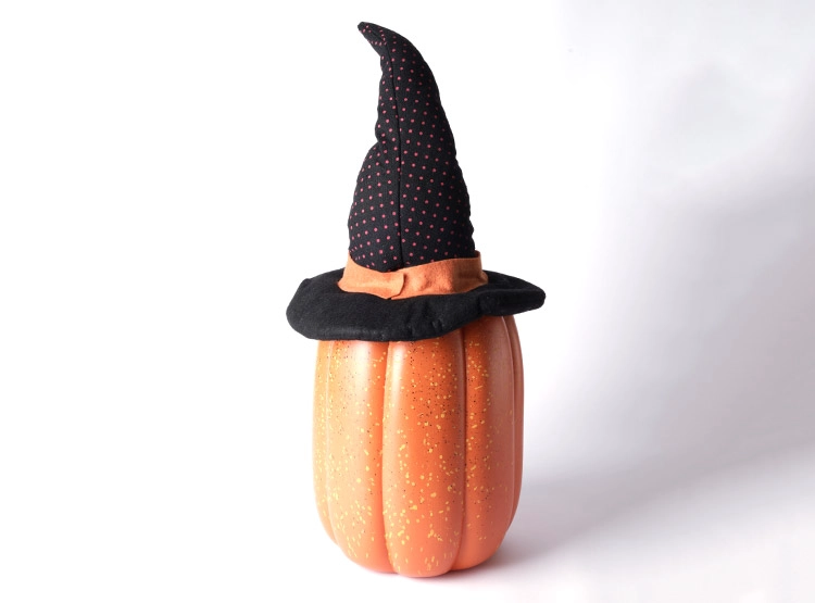 ADORNO HALLOWEEN CALABAZA SIMPLE CON GORRO 25 CM - 2