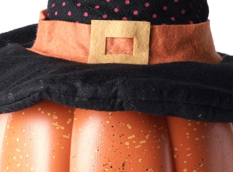 ADORNO HALLOWEEN CALABAZA SIMPLE CON GORRO 25 CM - 3