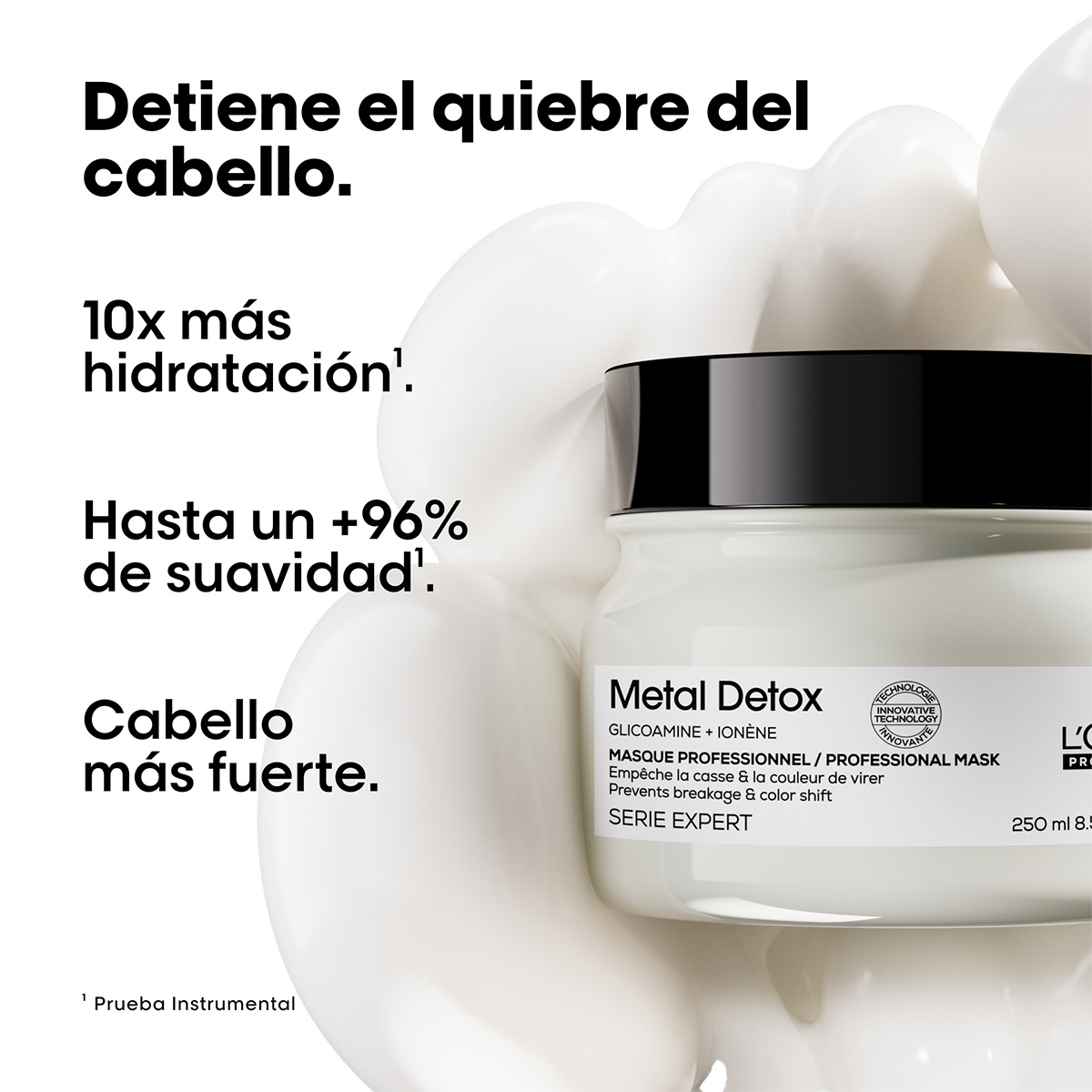 SET L'ORÉAL PROFESSIONNEL METAL DETOX ANTIQUIEBRE PARA CABELLO DAÑADO Y CON COLOR SHAMPOO 300 ML + MÁSCARA 250 ML + COSMETIQUERO - 3