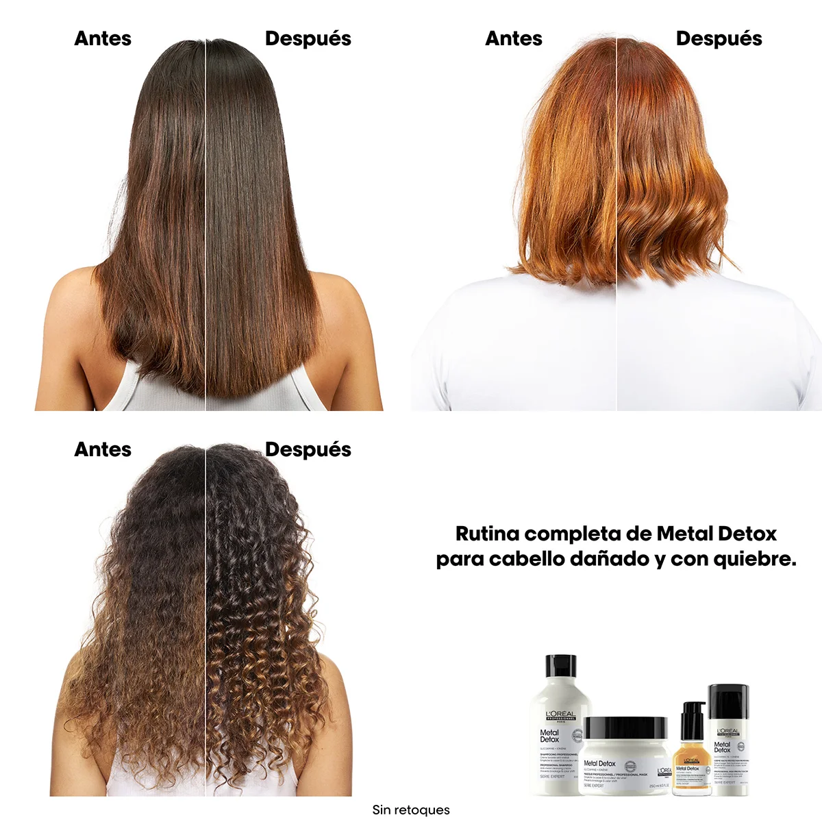 SET L'ORÉAL PROFESSIONNEL METAL DETOX ANTIQUIEBRE PARA CABELLO DAÑADO Y CON COLOR SHAMPOO 300 ML + MÁSCARA 250 ML + COSMETIQUERO - 4