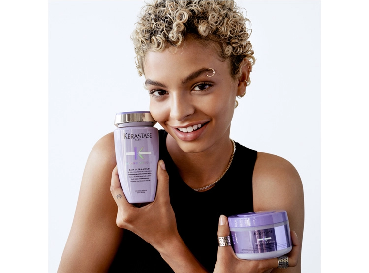 SHAMPOO MATIZADOR PARA CABELLO RUBIO O DECOLORADO KÉRASTASE BAIN ULTRA-VIOLET BLOND ABSOLU 250 ML - 9