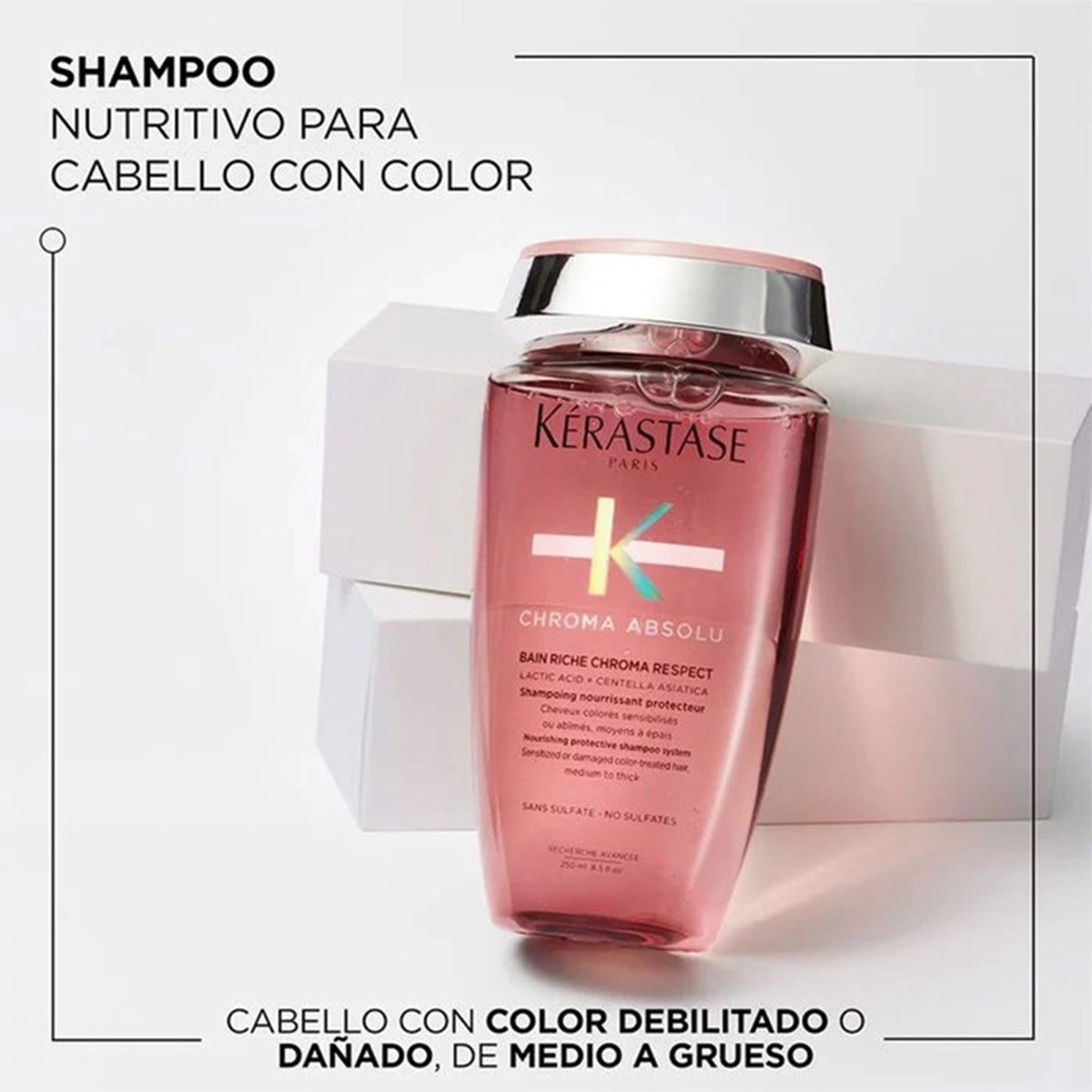 SHAMPOO PROTECCIÓN DEL COLOR CABELLO GRUESO KÉRASTASE BAIN RICHE CHROMA RESPECT CHROMA ABSOLU 500 ML - 2
