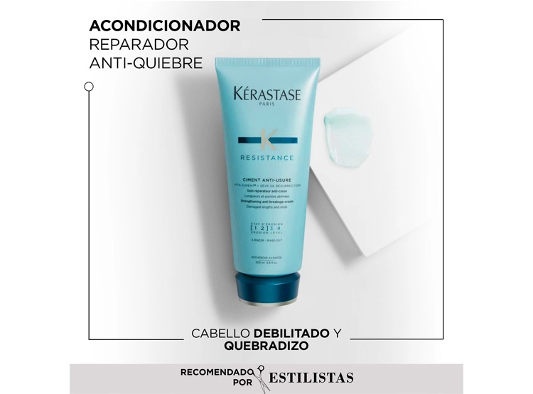 ACONDICIONADOR REPARACIÓN CABELLO FRÁGIL Y DEBILITADO KÉRASTASE CIMENT ANTI-USURE RESISTANCE 200 ML - 2