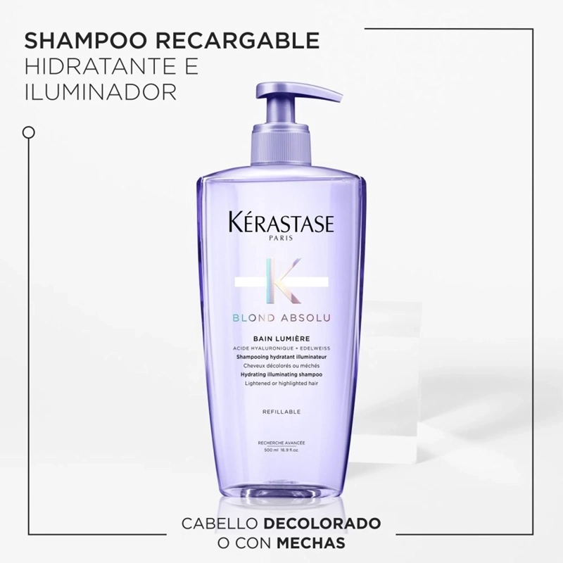 SHAMPOO HIDRATANTE CABELLO RUBIO O DECOLORADO KÉRASTASE BAIN LUMIERE BLOND ABSOLU 500 ML - 2